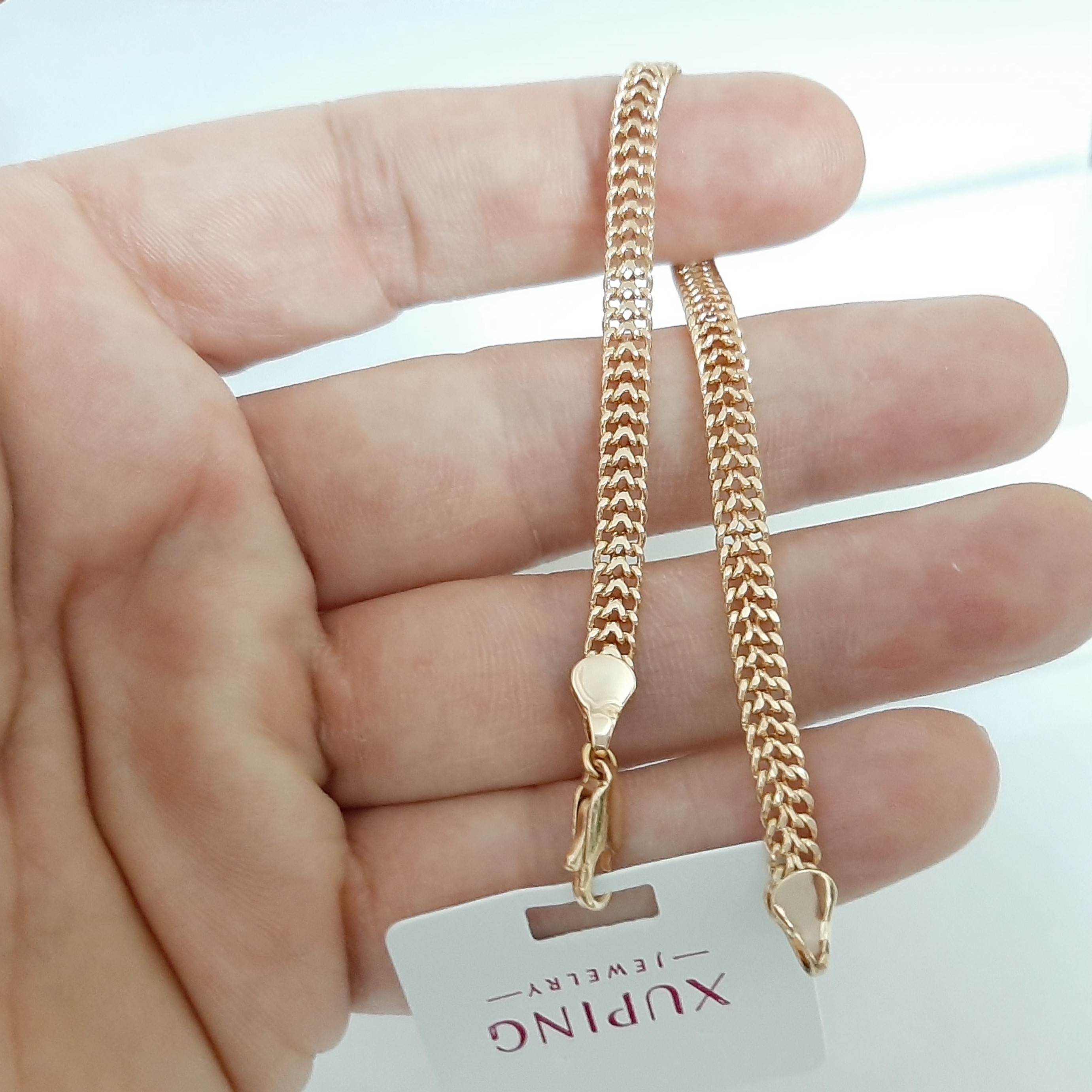 دستبند ژوپینگ طرح طلای کاملا رنگ ثابت با آبکاری طلا ورق بزنید و توضیحات رو بخونید لطفا