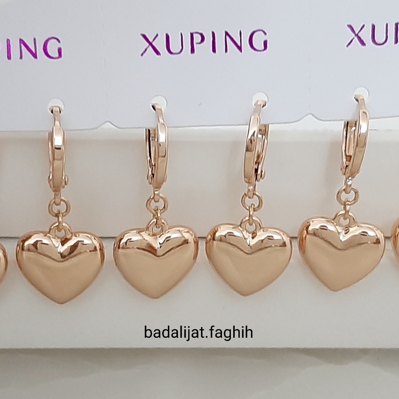 گوشواره ژوپینگ آویزی قلب سایز بزرگ کاملا رنگ ثابت و آبکاری طلا شده