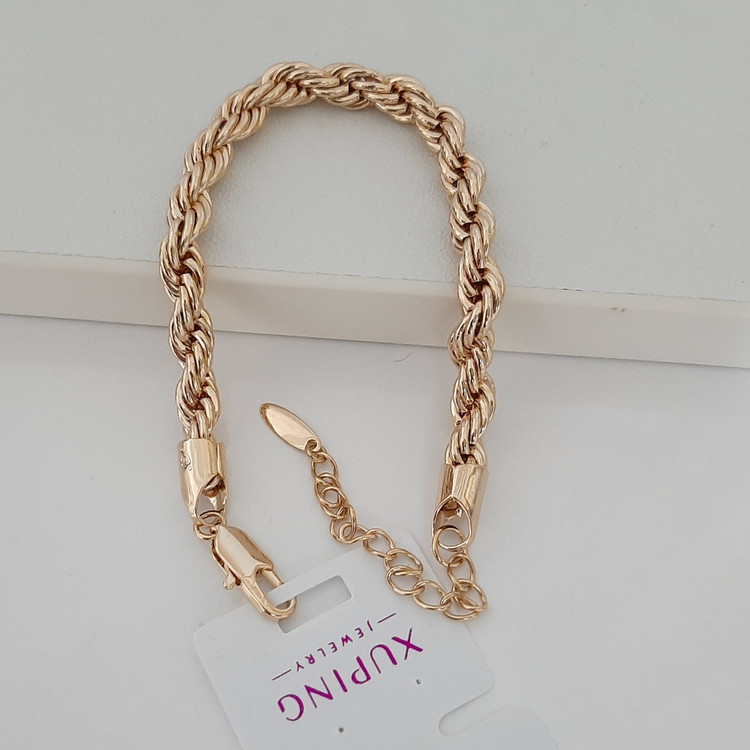 دستبند طنابی ژوپینگ کاملا رنگ ثابت حک خورده و آبکاری طلا شده ورق بزنید لطفا