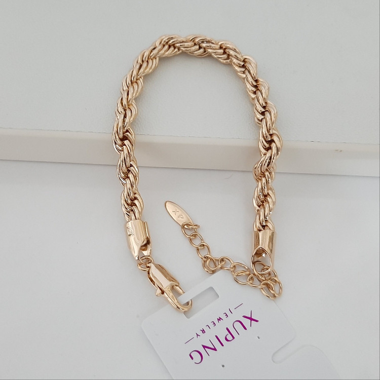 دستبند طنابی ژوپینگ کاملا رنگ ثابت حک خورده و آبکاری طلا شده ورق بزنید لطفا