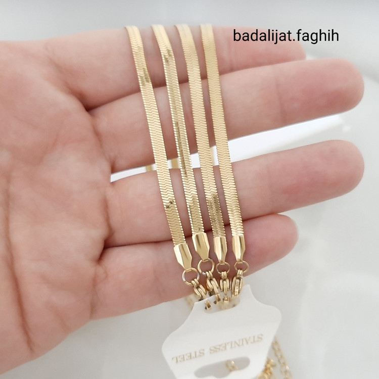 پابند و دستبند ماری استیل درجه یک و رنگ ثابت با آبکاری طلا و فوق العاده شیک