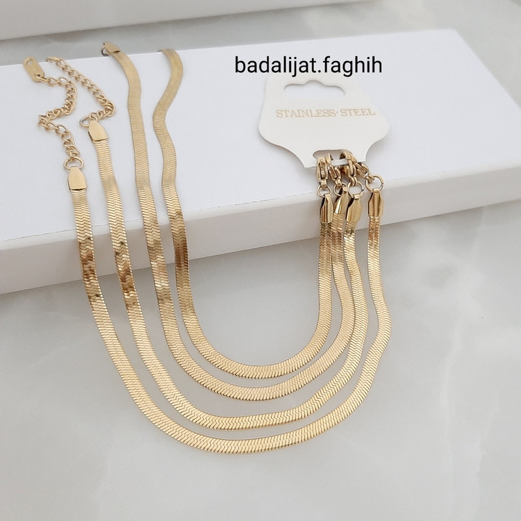پابند و دستبند ماری استیل درجه یک و رنگ ثابت با آبکاری طلا و فوق العاده شیک