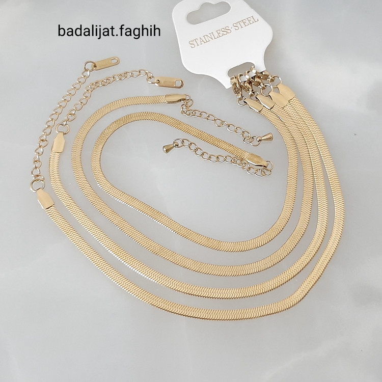 پابند و دستبند ماری استیل درجه یک و رنگ ثابت با آبکاری طلا و فوق العاده شیک