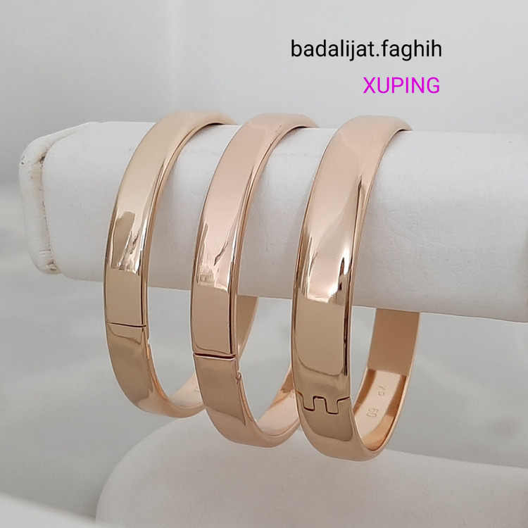 دستبند النگویی ژوپینگ دونه ای 1/200 حک خورده و رنگ ثابت با آبکاری طلا ورق بزنید