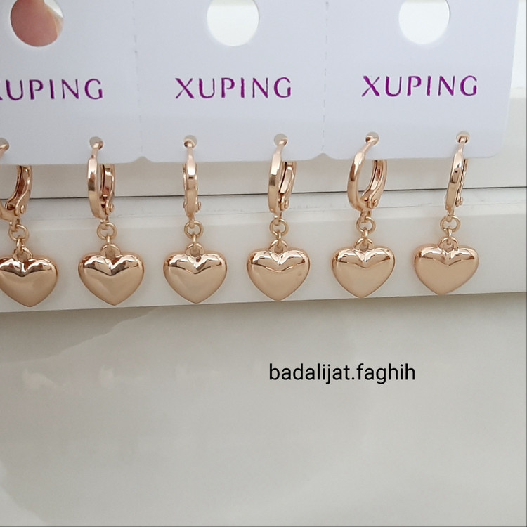 گوشواره ژوپینگ قلب اویز کاملا رنگ ثابت و آبکاری طلا شده ورق بزنید لطفا