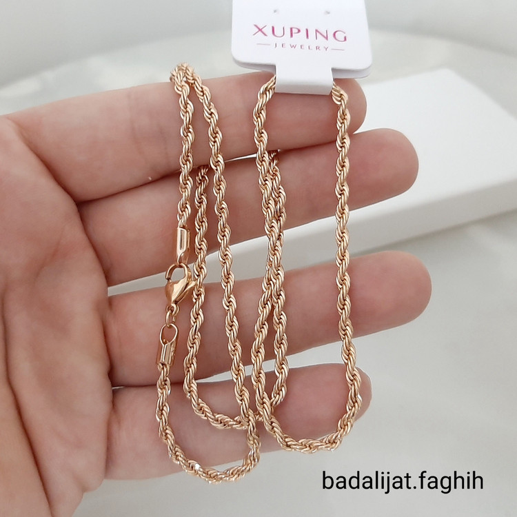 زنجیر طنابی ژوپینگ طرح طلا فوق العاده شیک و پرطرفدار حک خورده و کاملا رنگ ثابت توضیحات رو بخونید