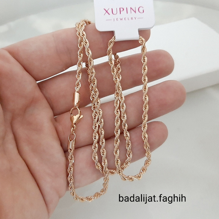 زنجیر طنابی ژوپینگ طرح طلا فوق العاده شیک و پرطرفدار حک خورده و کاملا رنگ ثابت توضیحات رو بخونید