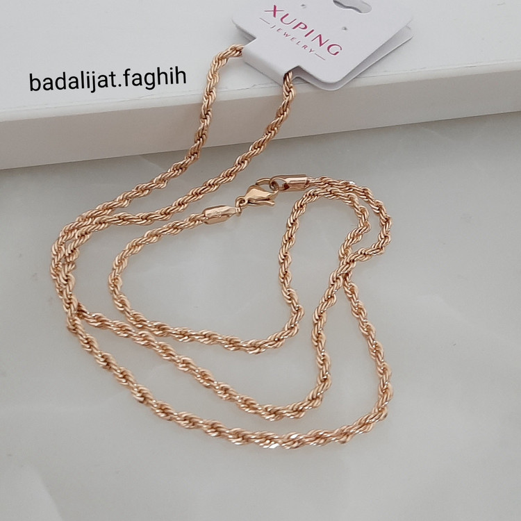 زنجیر طنابی ژوپینگ طرح طلا فوق العاده شیک و پرطرفدار حک خورده و کاملا رنگ ثابت توضیحات رو بخونید