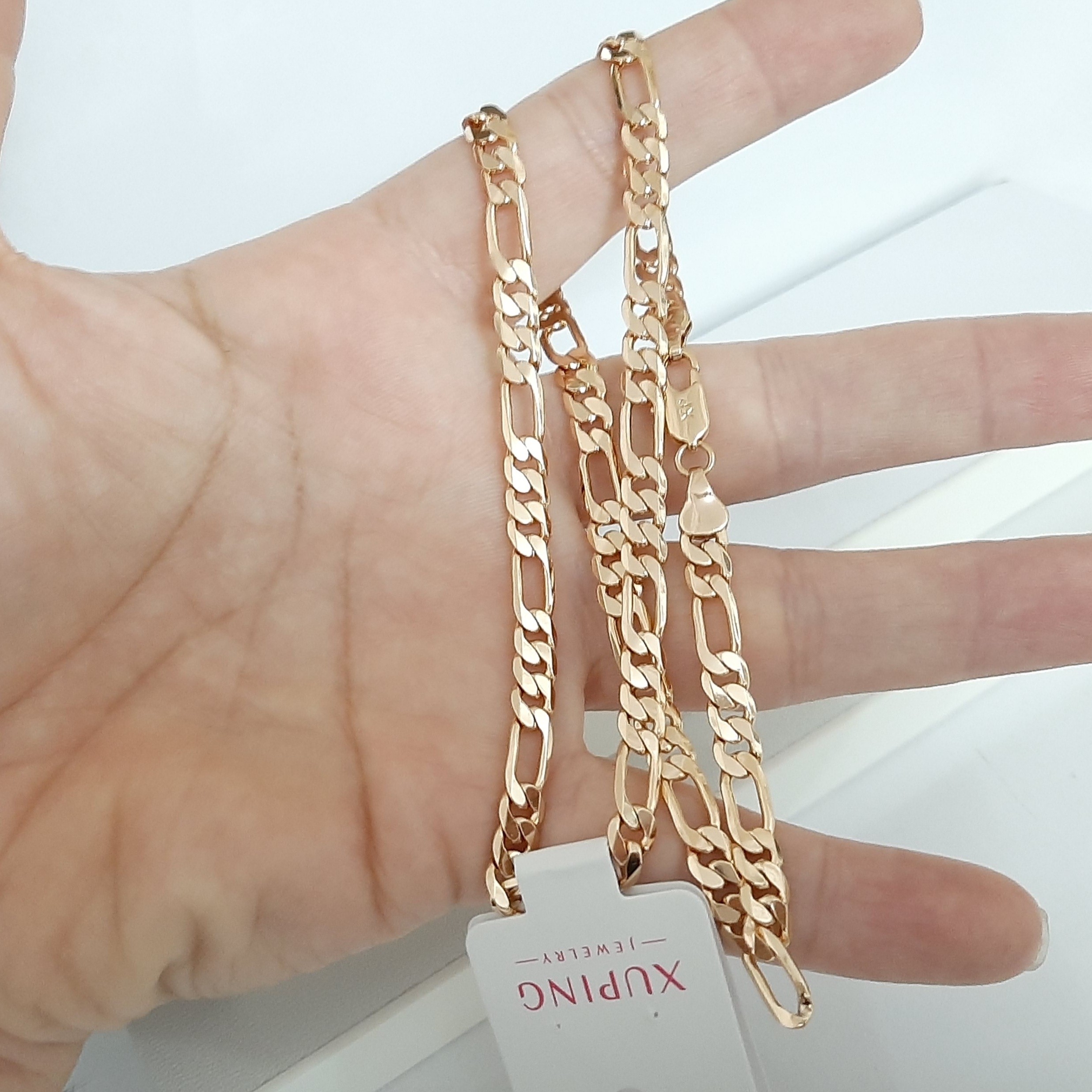 گردنبند ژوپینگ طرح فیگارو کاملا رنگ ثابت با آبکاری طلا ورق بزنید لطفا