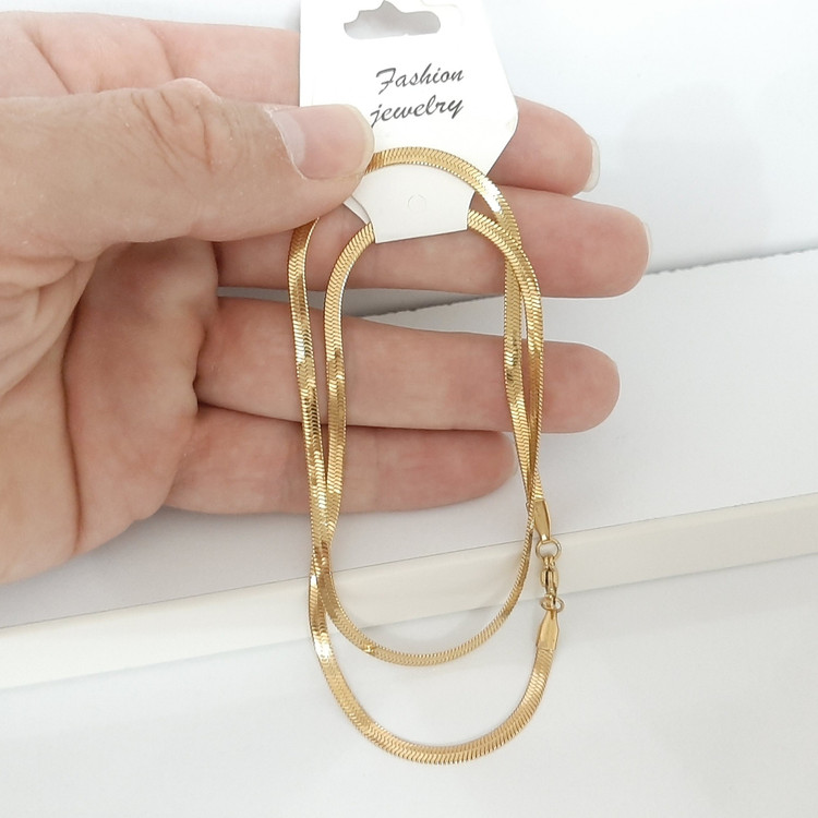 گردنبند ماری استیل درجه یک و کاملا رنگ ثابت و آبکاری شده با طلا