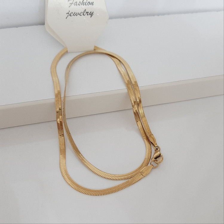گردنبند ماری استیل درجه یک و کاملا رنگ ثابت و آبکاری شده با طلا
