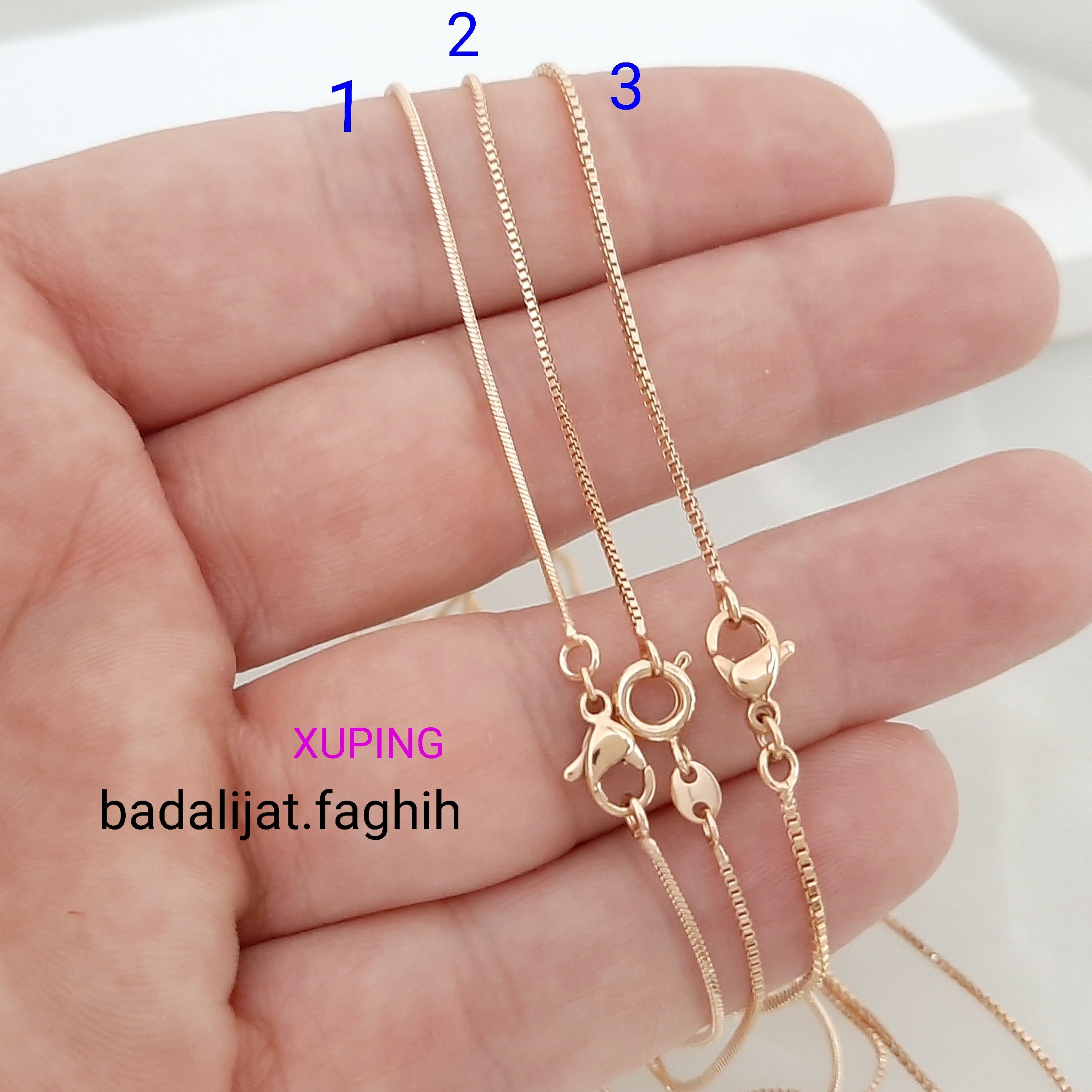 زنجیر ژوپینگ ظریف در 3 مدل فوق العاده شیک و پرطرفدار و کاملا رنگ ثابت و آبکاری شده با طلا