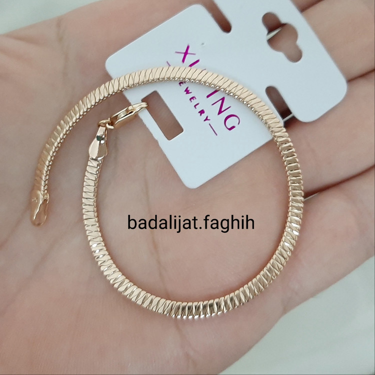 دستبند ماری ژوپینگ حک خورده کاملا رنگ ثابت با آبکاری طلا ورق بزنید لطفا