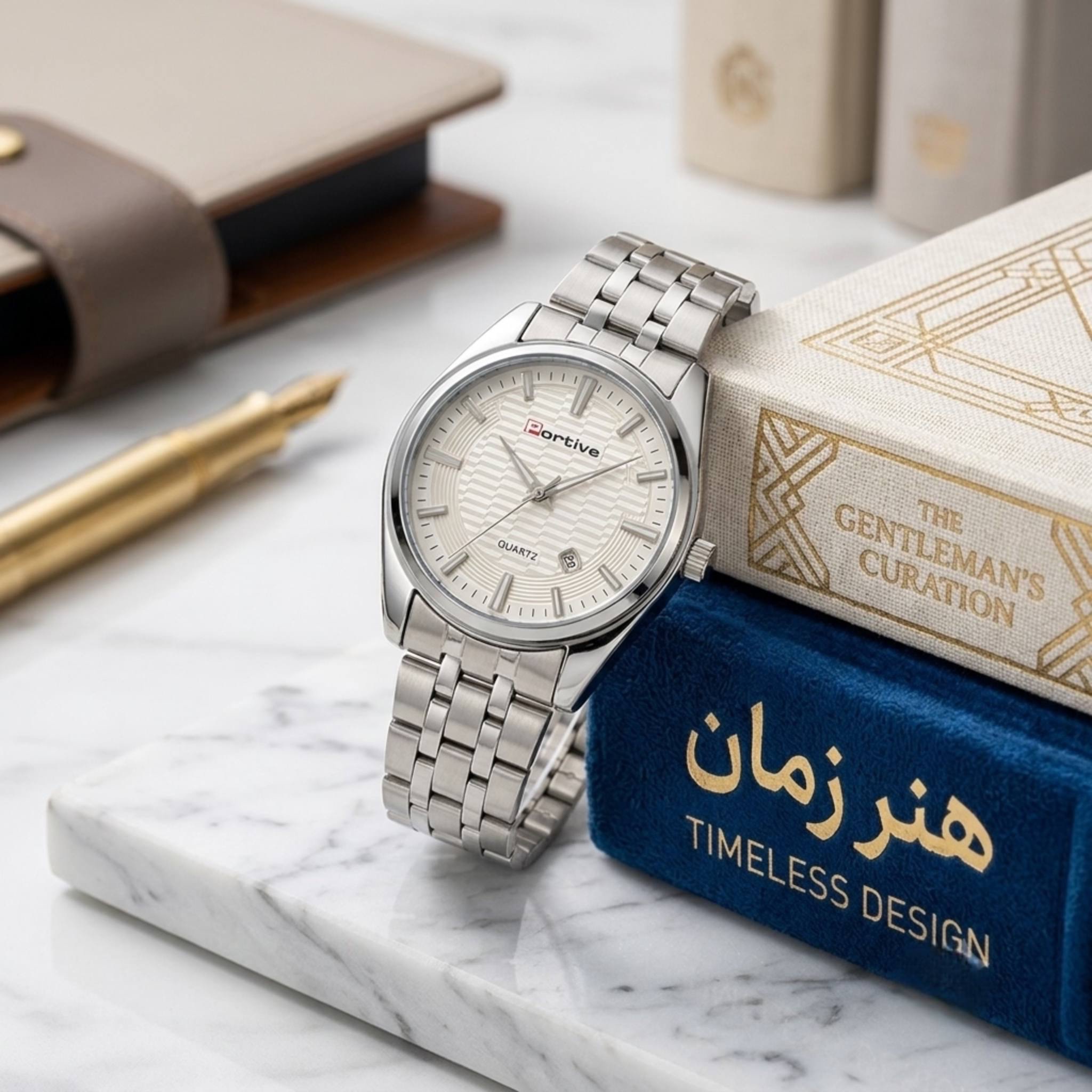 ساعت مردانه استیل باکیفیت مارک معروف پورتیو PORTIVE ارسال رایگان