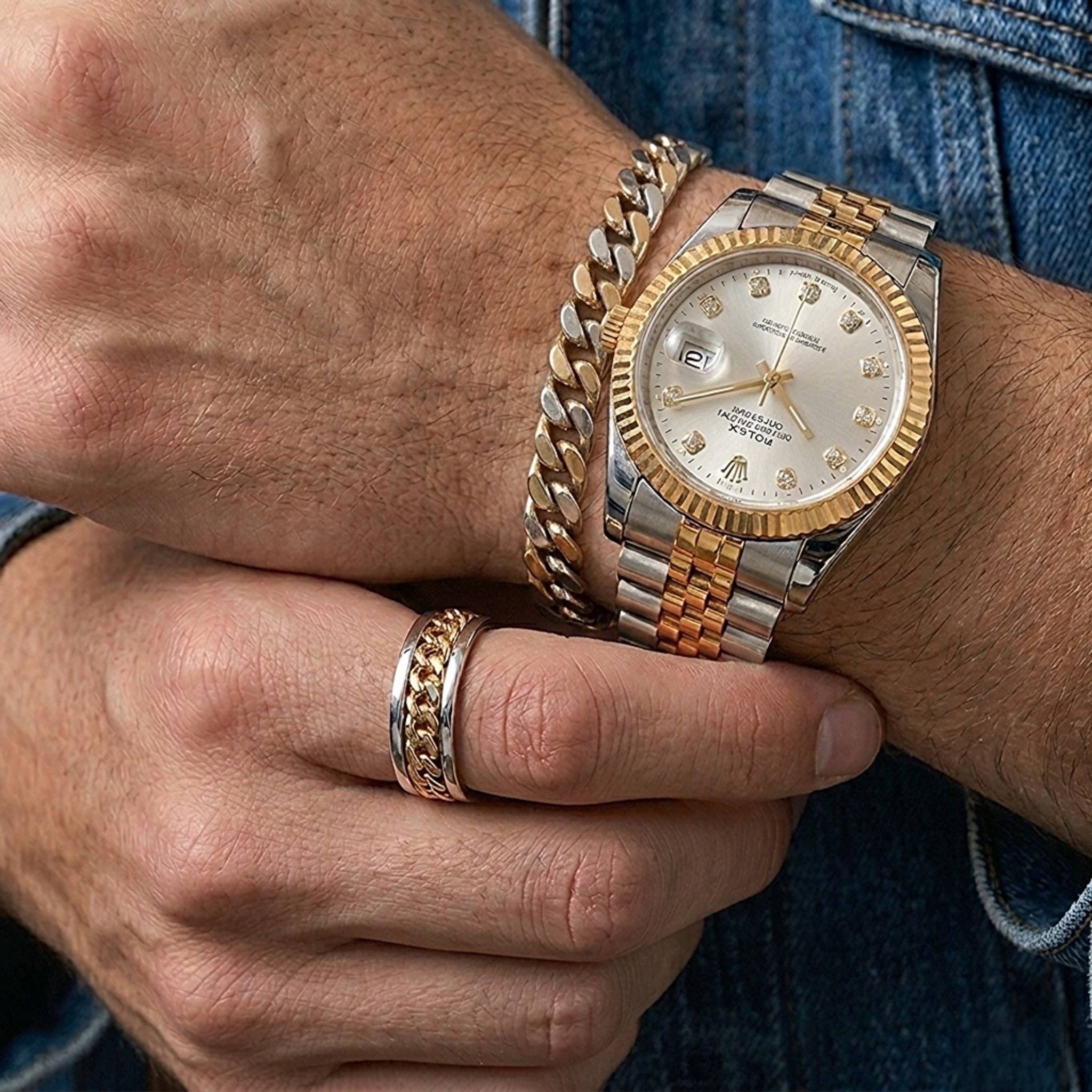 ست ساعت مردانه کامل مارک رولکس Rolex بهمراه دستبند و حلقه رولکسی ارسال رایگان