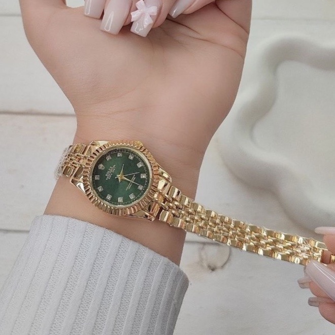 ساعت مچی دخترانه و زنانه تمام طلایی رولکس و مارک رولکس Rolex صفحه سبز ارسال رایگان