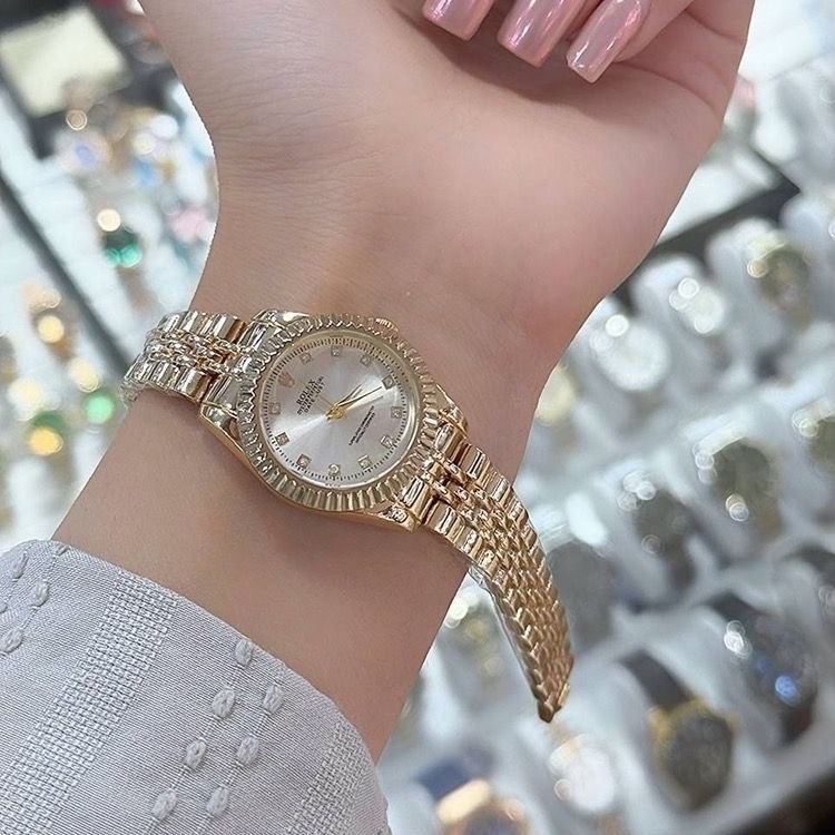 ساعت مچی دخترانه و زنانه تمام طلایی رولکس و مارک رولکس Rolex بند باز ارسال رایگان