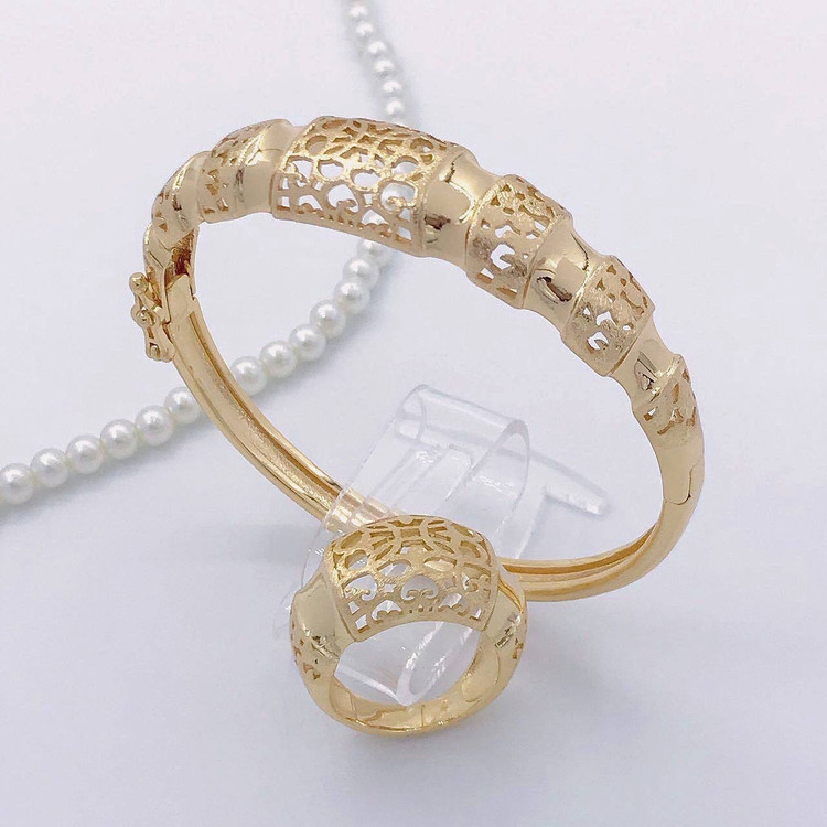 ست دستبند و انگشتر زیبای بازشو طرح طلا باکیفیت عالی ارسال رایگان