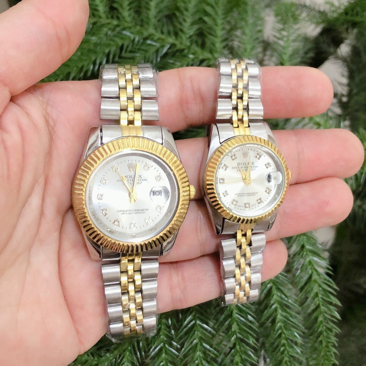 ساعت تک مردانه و زنانه استیل رولکس ROLEX صفحه سفید مشکی ارسال رایگان