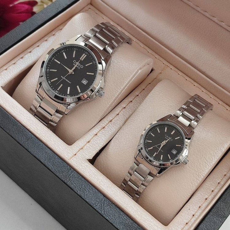 ساعت زنانه و مردانه قیمت تک کاسیو استیل تاریخ دار موتور ژاپن مارک معروف CASIO نمونه درجه یک ارسال رایگان