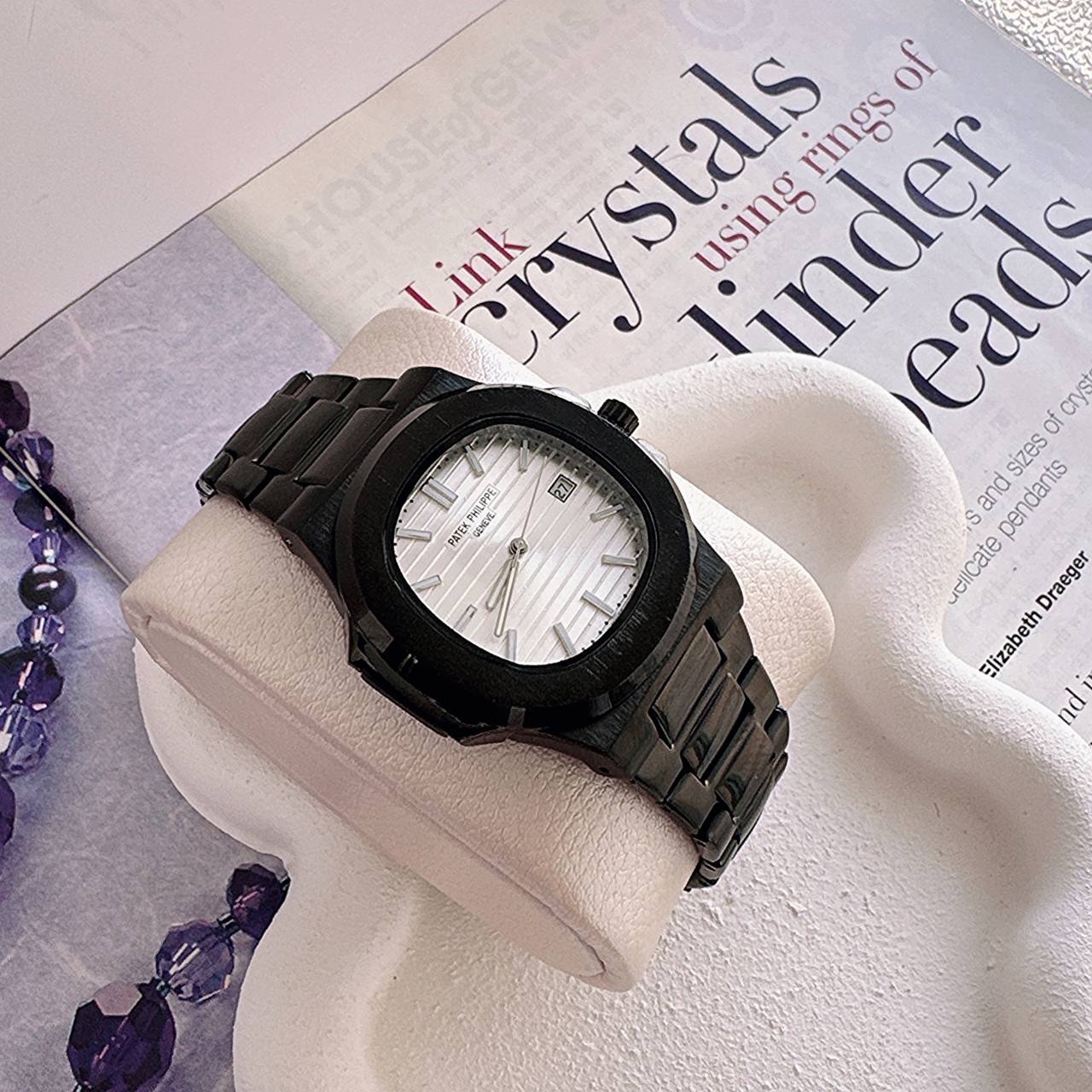 ساعت مردانه هایکپی مارک فیلیپ PATEK PHILIPPE موتور ژاپن فول استیل رنگبندی مشکی و نقره ای رزگلد ارسال رایگان