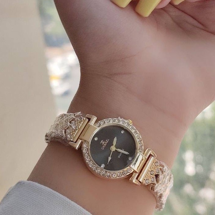 ساعت مچی زنانه و دخترانه فول نگین مارک چنل Chanel طلایی و نقره ای ارسال رایگان