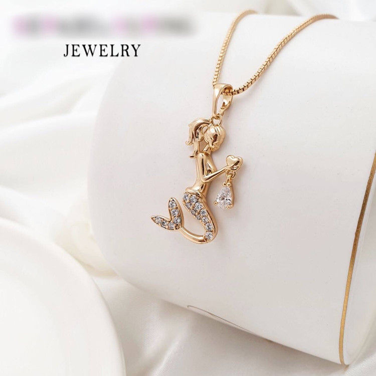 گردنبند دخترانه پلاک فرشته طرح طلا مارک ژوپینگ xuping کاملا مشابه طلا