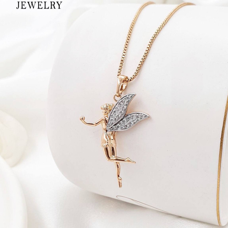 گردنبند دخترانه پلاک فرشته طرح طلا مارک ژوپینگ xuping کاملا مشابه طلا