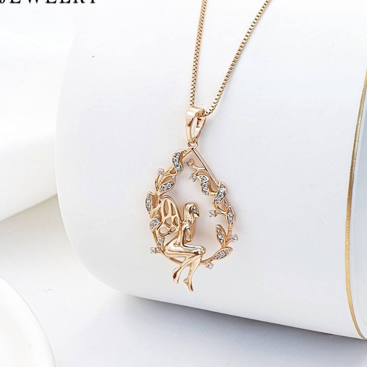 پلاک فرشته گردنبند دخترانه و زنانه طرح طلا مارک ژوپینگ xuping کاملا مشابه طلا رنگ ثابت ارسال رایگان