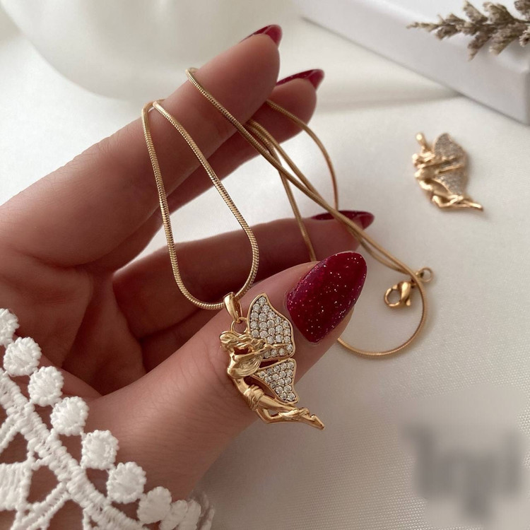 پلاک فرشته گردنبند دخترانه و زنانه طرح طلا مارک ژوپینگ xuping کاملا مشابه طلا رنگ ثابت ارسال رایگان