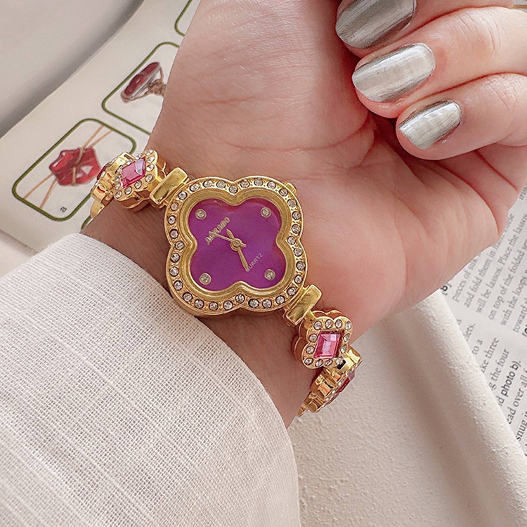ساعت زنانه و دخترانه جواهری نگین دار ونکلیف قرمز سبز آبی بنفش ارسال رایگان