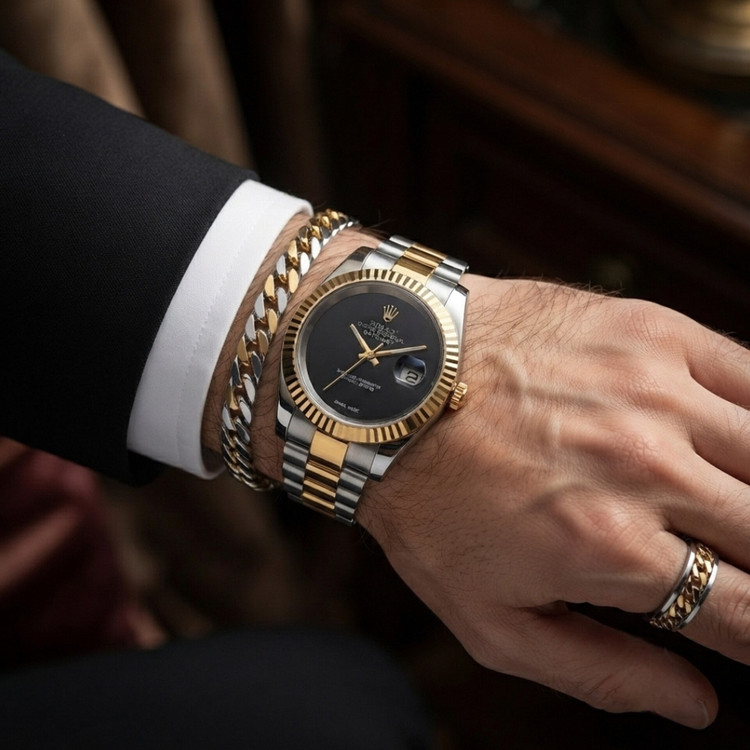 ست ساعت کامل مردانه مارک رولکس Rolex بهمراه دستبند و حلقه رولکسی ارسال رایگان