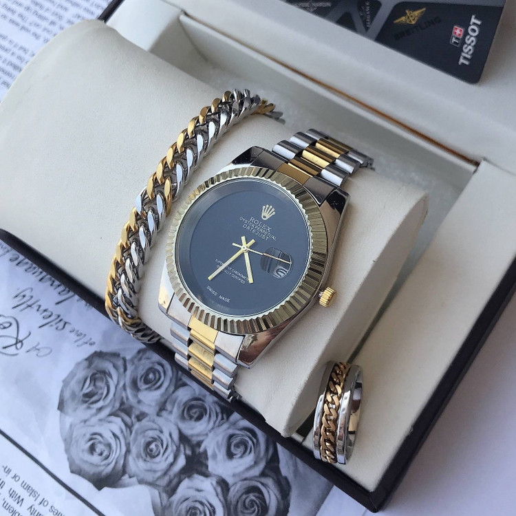 ست ساعت کامل مردانه مارک رولکس Rolex بهمراه دستبند و حلقه رولکسی ارسال رایگان