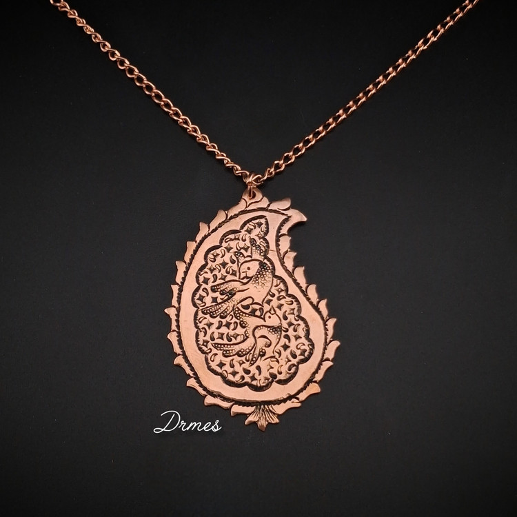 گردنبند مسی زنانه رومانتویی طرح گل ومرغ نفیس