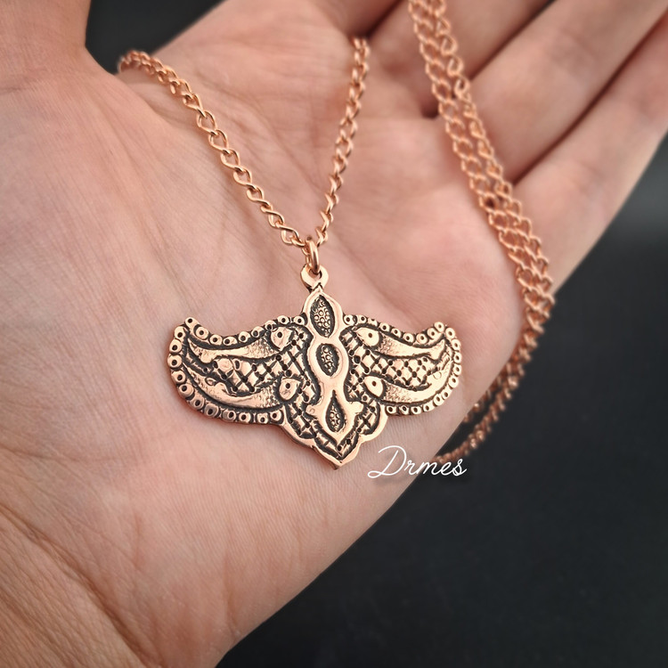 گردنبند مسی زنانه نفیس طرح ماهی