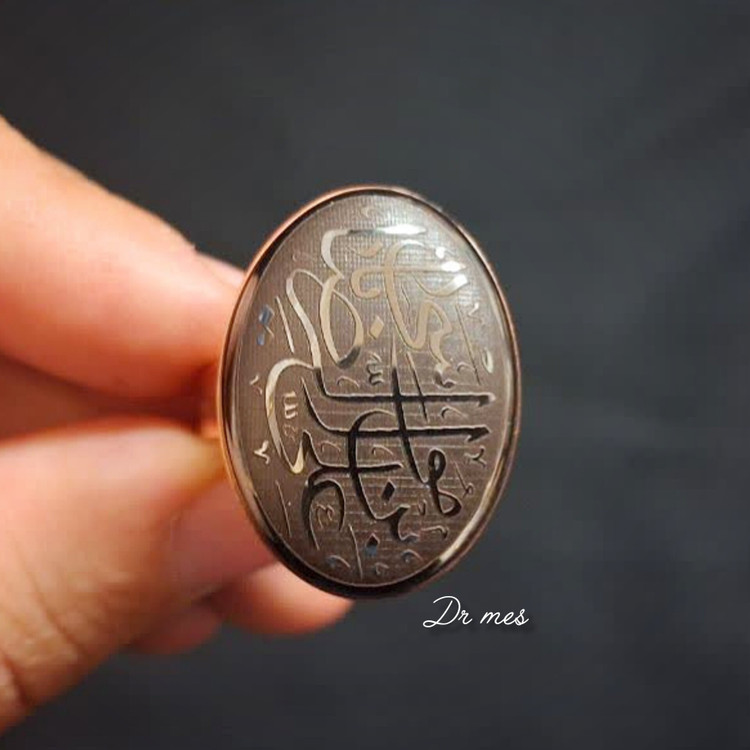 انگشتر مردانه مسی با سنگ حدیدحکاکی اصل