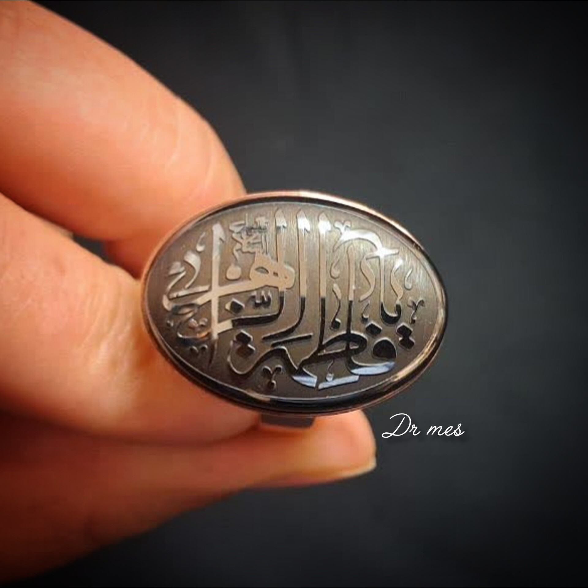 انگشترمسی مردانه سنگ حدید حکاکی