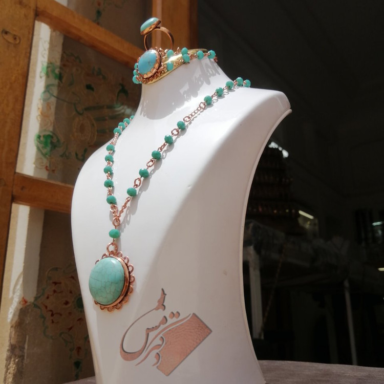 نیم ست مس وسنگ فیروزه