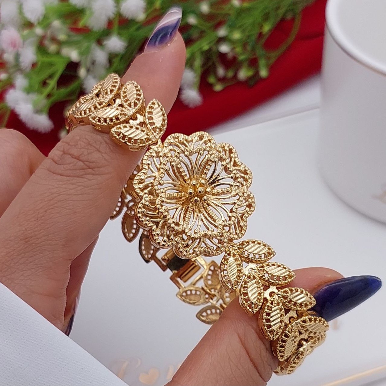 دستبند طرح گندمی مشابه طلا