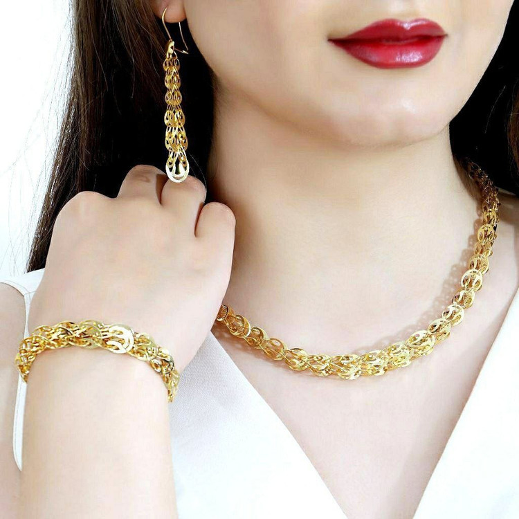 سرویس طرح طلا جدید گردنبند گوشواره و دستبند
