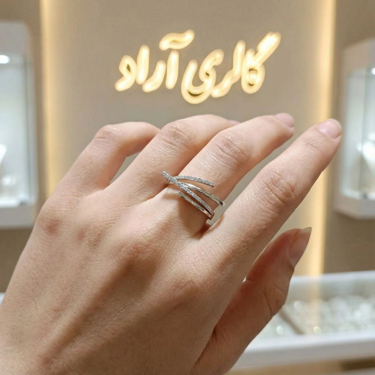 انگشتر دخترانه ژوپینگ مدل ظریف رنگ نقره ای بدلیجات