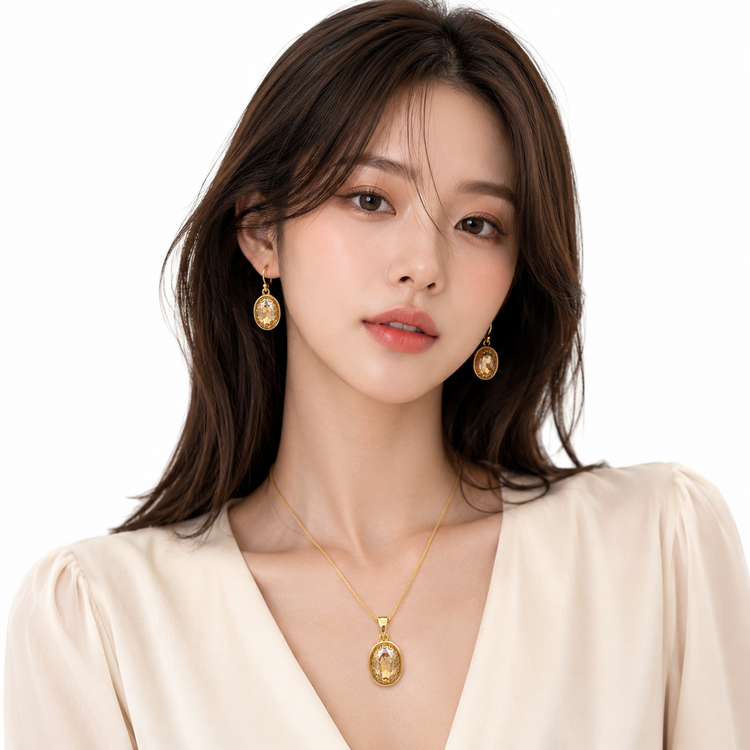 نیم ست زنانه کلیو (Clio) با کریستال سواروسکی | آبکاری طلای سهلایه