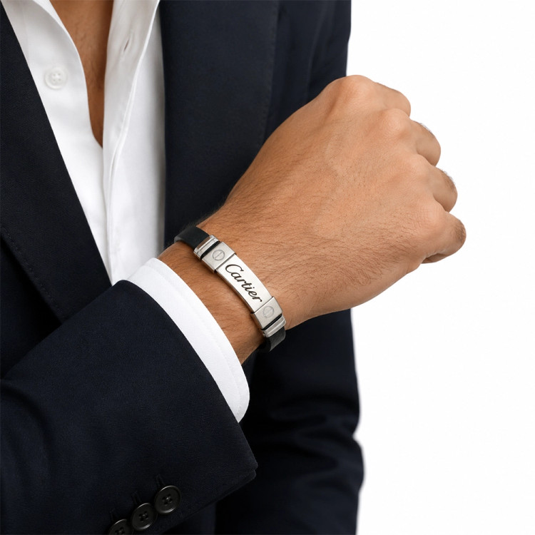 دستبند چرمی مردانه طرح Cartier