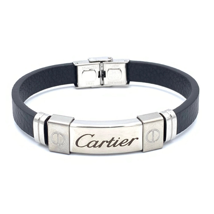 دستبند چرمی مردانه طرح Cartier