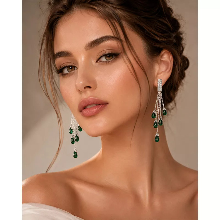 گوشواره آویز زنانه کلیو مدل جواهری KYG011
