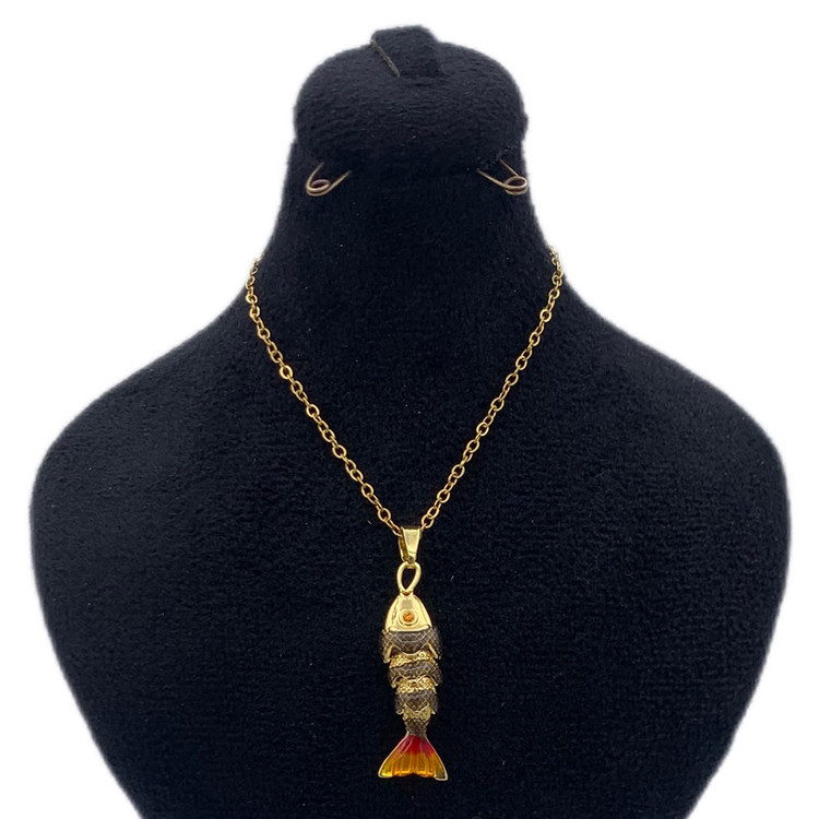 گردنبند زنانه مدل ماهی ساحلی میناکاری KYTAKP216