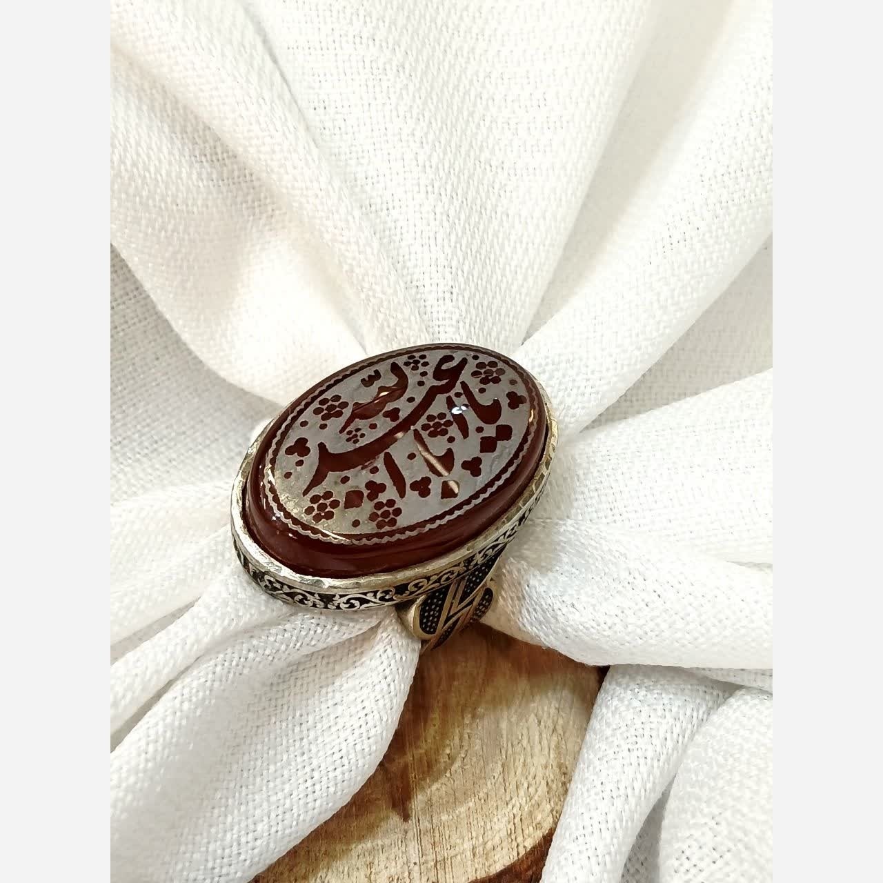 انگشتر مردانه نقره روس سنگ اصلی یا ابا عبدالله