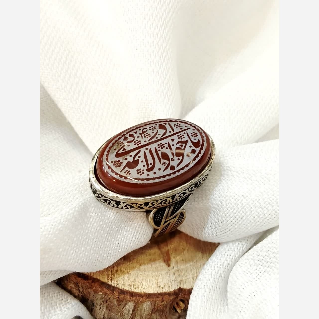 انگشتر مردانه نقره روس سنگ اصلی یا جواد الائمه