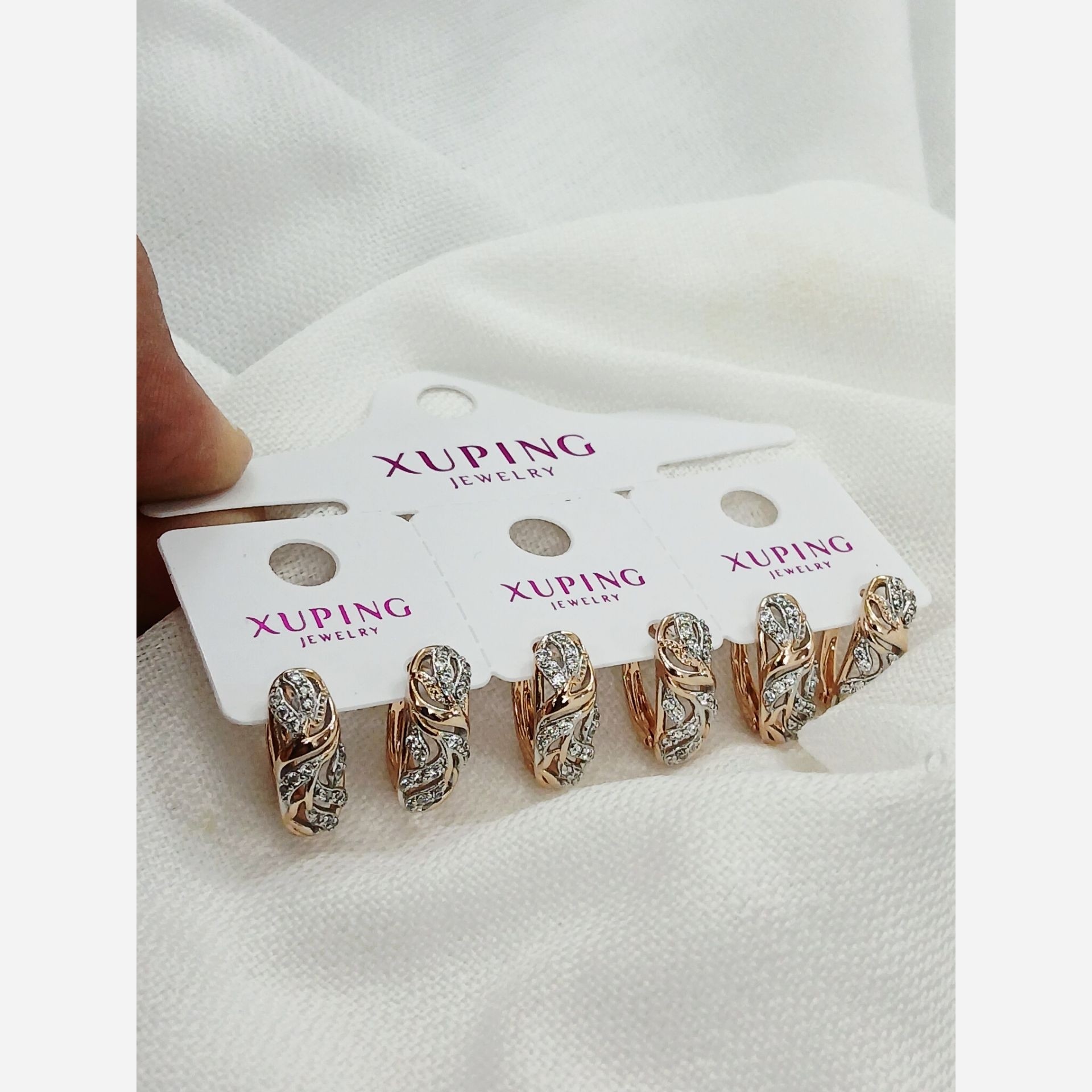 گوشواره ژوپینگ اصلی نگین دار