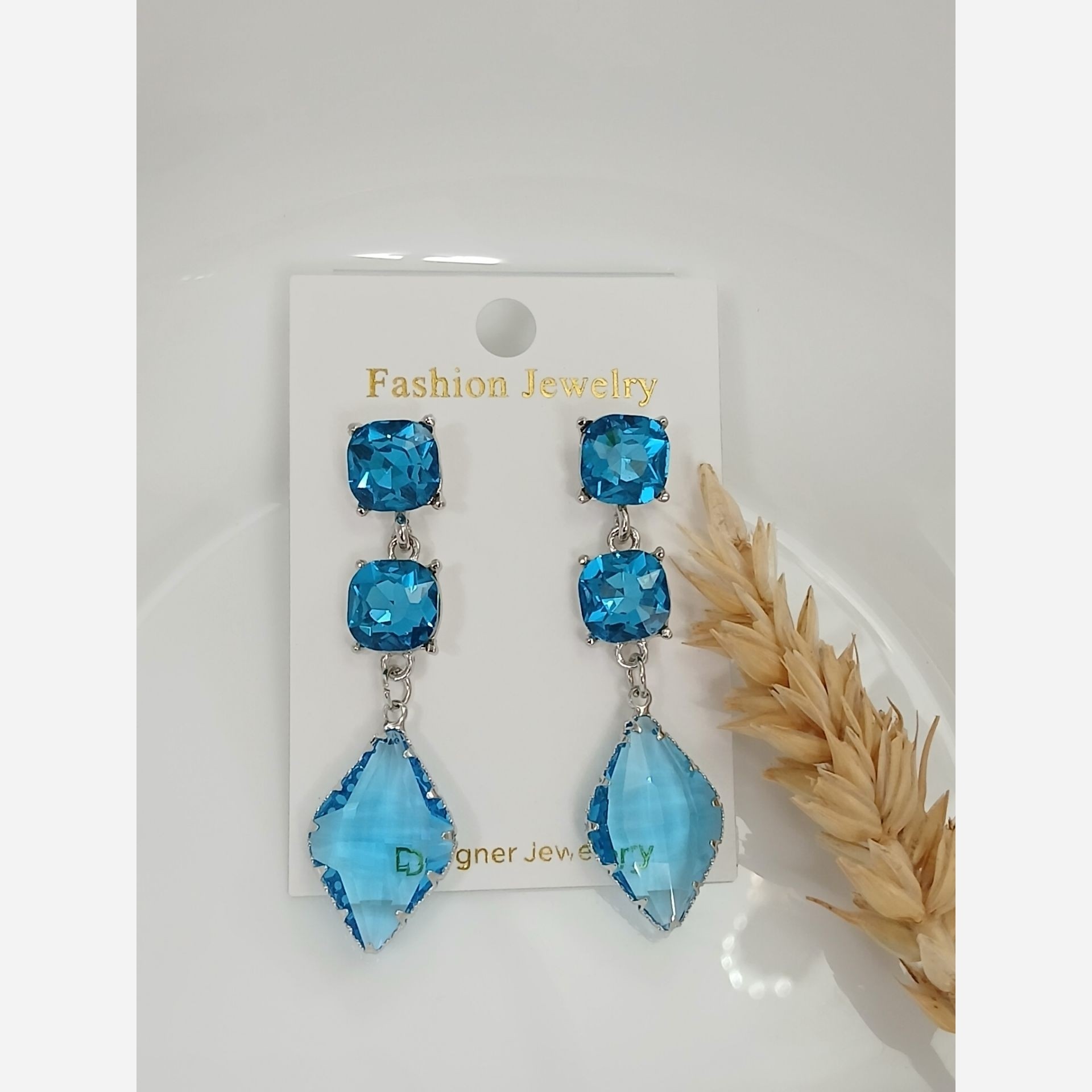 گوشواره زارا رنگ آبی  رنگ ثابت مجلسی